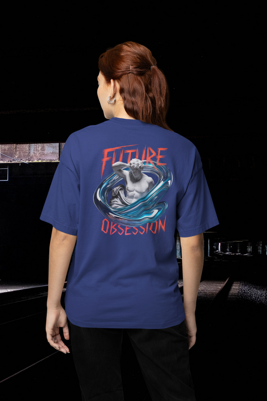 FUTURE OBSESSION STATUE Streetwear Backprint - T-shirt unisexe oversize bio Freestyler pour adultes SH