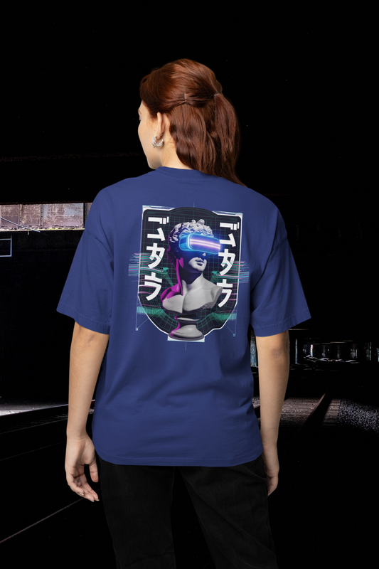 FUTURE STATUE VIRTUELL BRILLE Streetwear imprimé au dos - T-shirt unisexe ample Freestyler Bio pour adultes