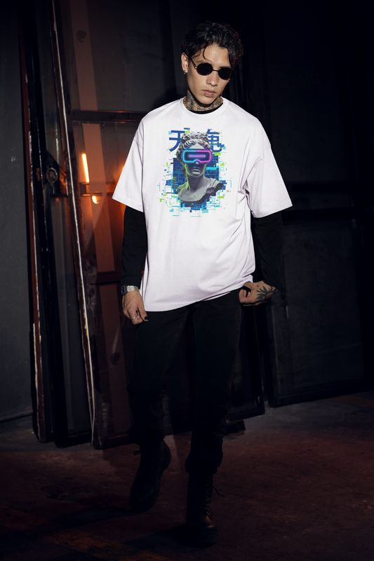 FUTURE STATUE VIRTUELL BRILLE II Streetwear Frontprint - Freestyler Bio Oversized T-Shirt Unisexe Adulte SH