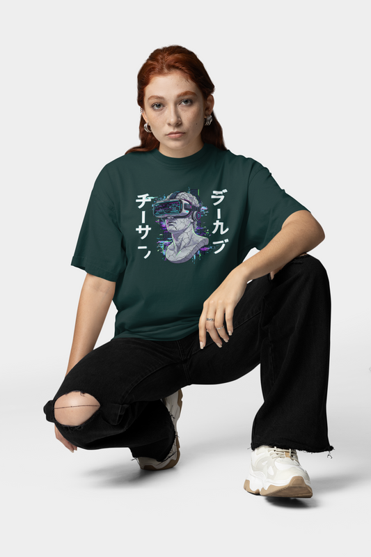 FUTURE STATUE VIRTUELL BRILLE III Streetwear Frontprint - T-shirt unisexe oversize bio Freestyler Adulte SH