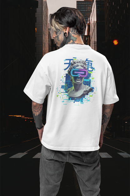FUTURE STATUE VIRTUAL GLASSES II Streetwear Backprint - Freestyler Organic Oversized Unisex T-Shirt Adults