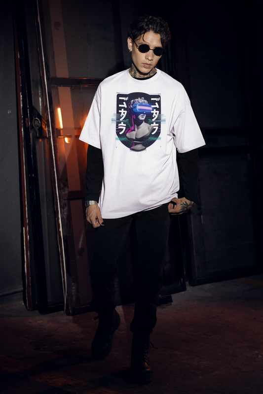 FUTURE STATUE VIRTUELL BRILLE Streetwear Frontprint - T-shirt unisexe bio oversized Freestyler pour adultes SH