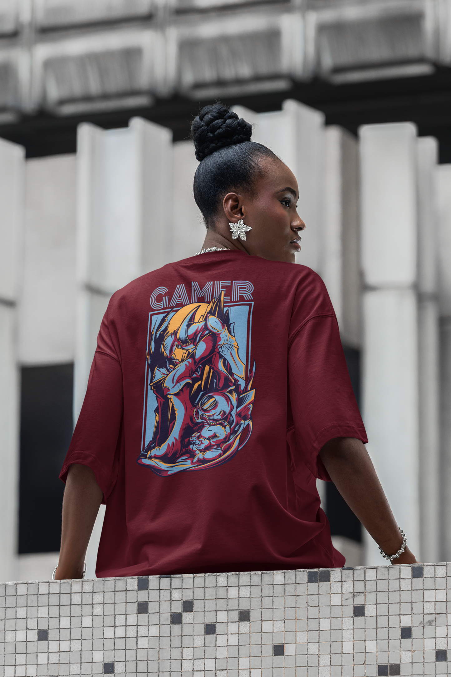 GAMER Warrior Streetwear Backprint - Camiseta Bio Oversized Unisex Adulto Freestyler SH