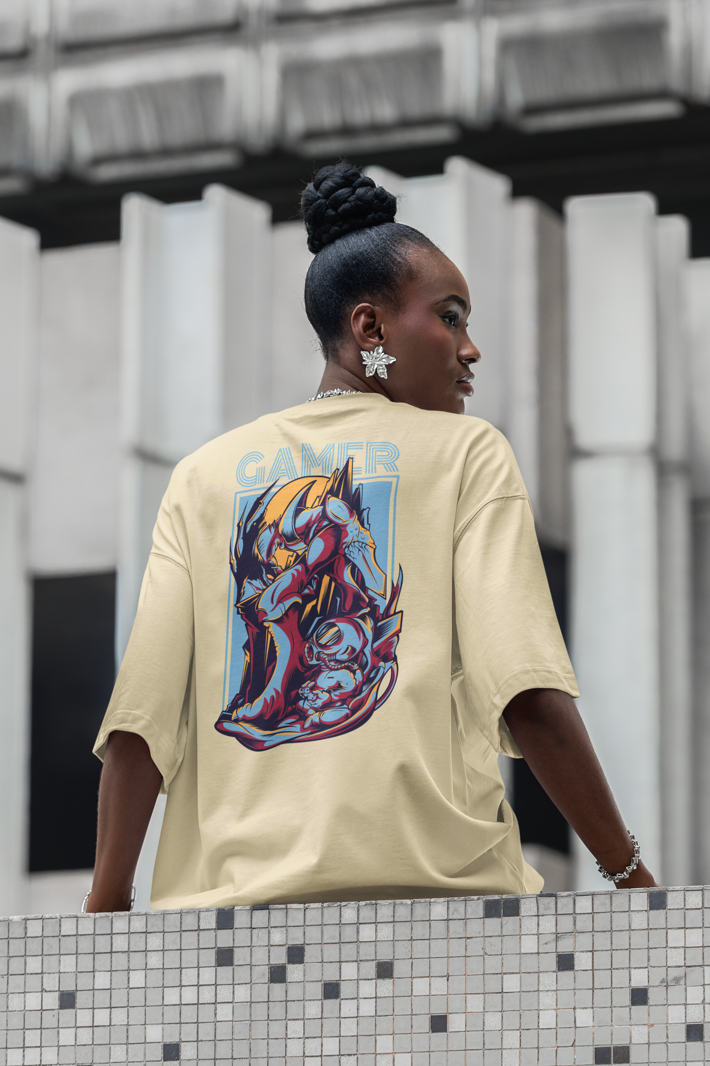 GAMER Warrior Streetwear Backprint - Camiseta Bio Oversized Unisex Adulto Freestyler SH