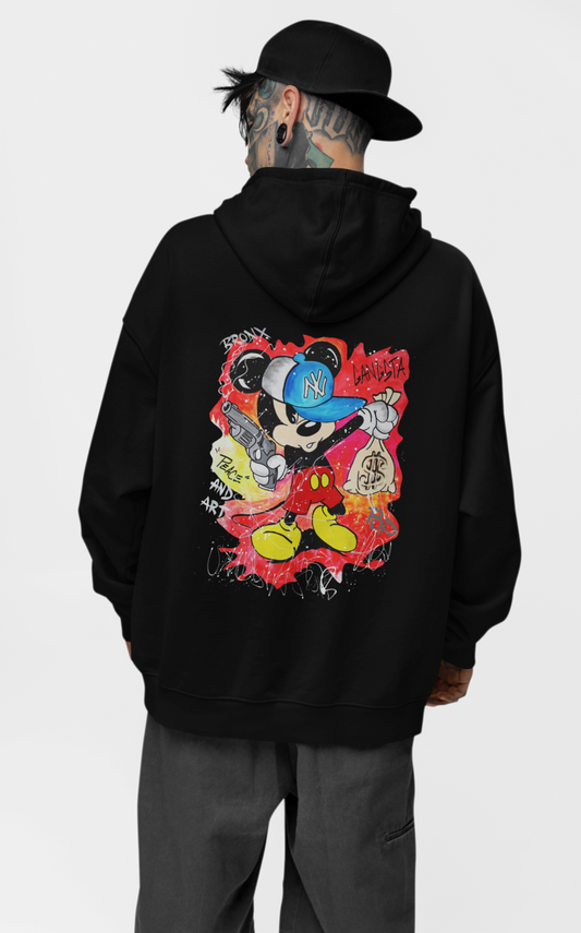 Gangsta Mouse Bronx Spirit Streetwear Backprint - Slammer Organic Oversized Unisex Hoodie Adult SH