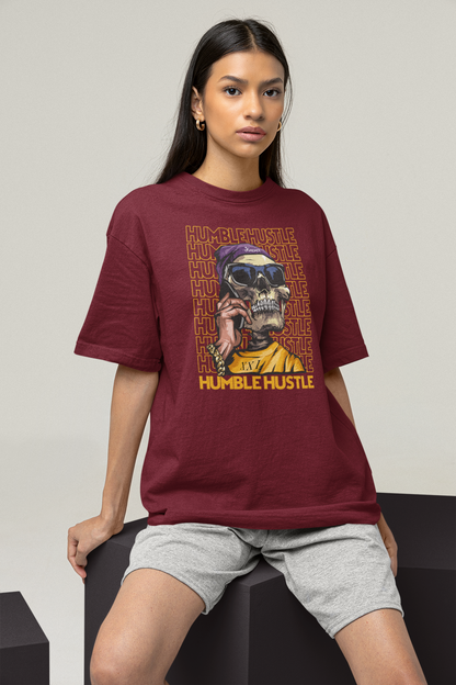 KRYOT Humble Hustle Funk & Skull II T-Shirt Frontprint - Unisex Oversized Bio Heavyweight T-Shirt 240 GSM Bio-Baumwolle