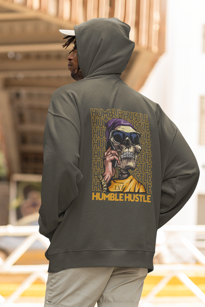 KRYOT Humble Hustle Funk & Skull II Hoodie Backprint - Unisex Heavyweight Oversized Streetwear 350 GSM Bio-Baumwolle