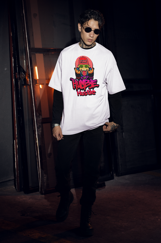 HUMBLE HUSTLE FUNK & SKULL Streetwear Imprimé avant - T-shirt unisexe bio oversized pour adultes Freestyler SH
