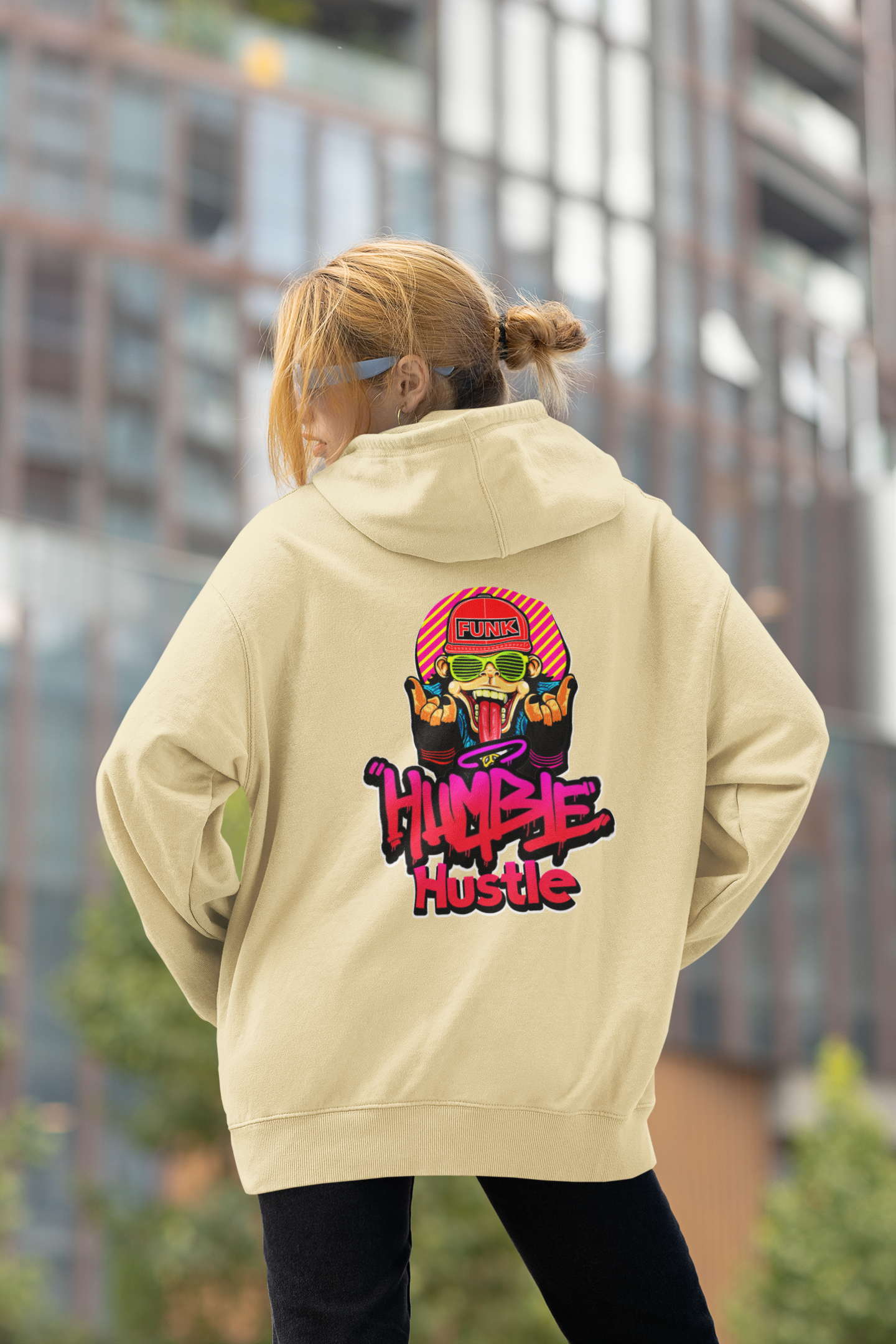 HUMBLE HUSTLE FUNK & SKULL Streetwear - Slammer Organic Oversized Unisex Adult Hoodie