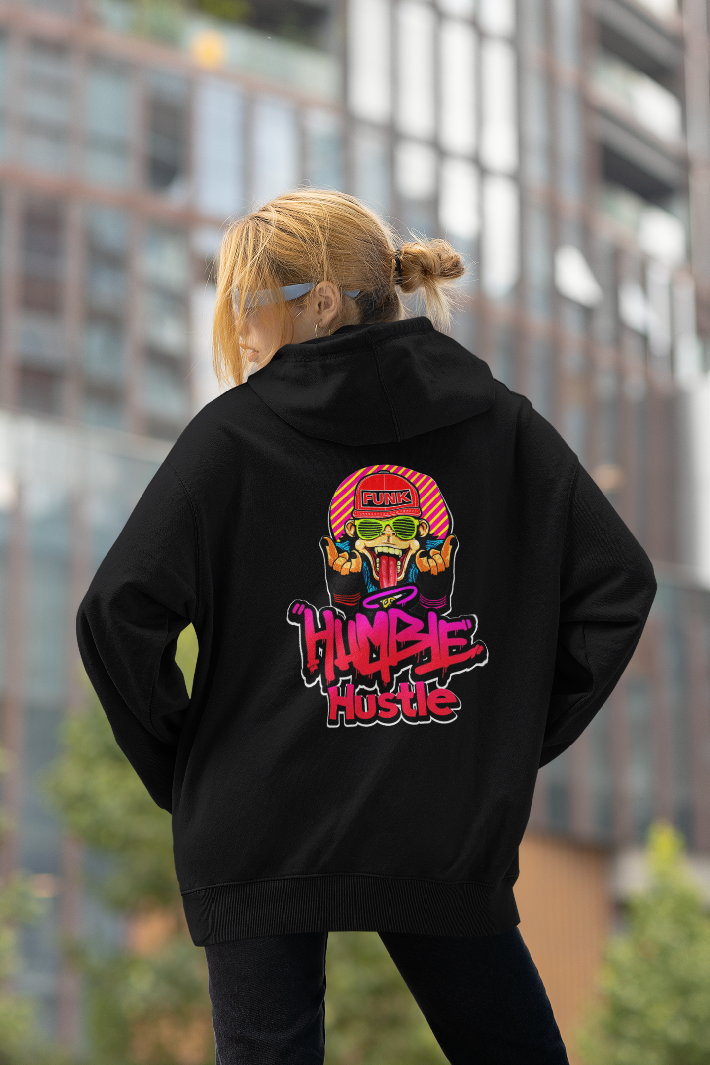 HUMBLE HUSTLE FUNK & SKULL Streetwear - Slammer Organic Oversized Unisex Adult Hoodie