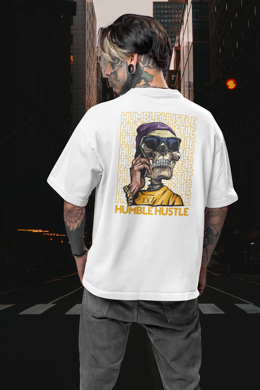 HUMBLE HUSTLE FUNK & SKULL II Backprint streetwear - T-shirt unisexe oversized adulte SH