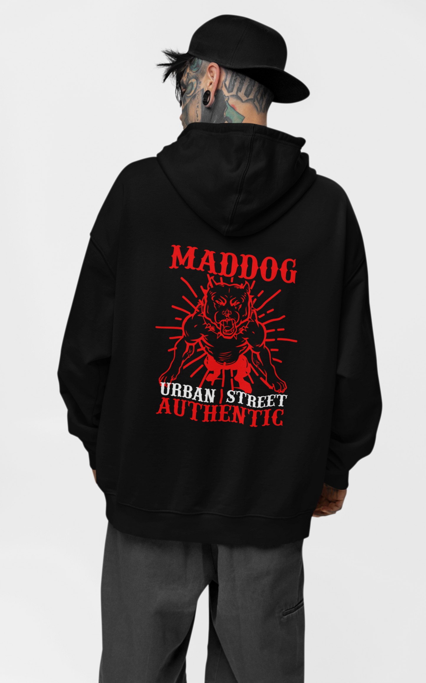MADDOG Urban Streetwear Backside - Slammer Organic Oversized Unisex Adult Hoodie SH