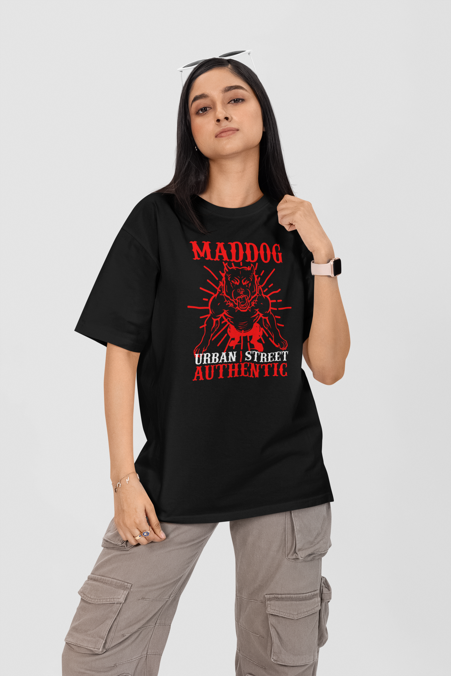KRYOT Maddog Urban T-Shirt Frontprint - Unisex Oversized Bio Heavyweight T-Shirt 240 GSM Bio-Baumwolle