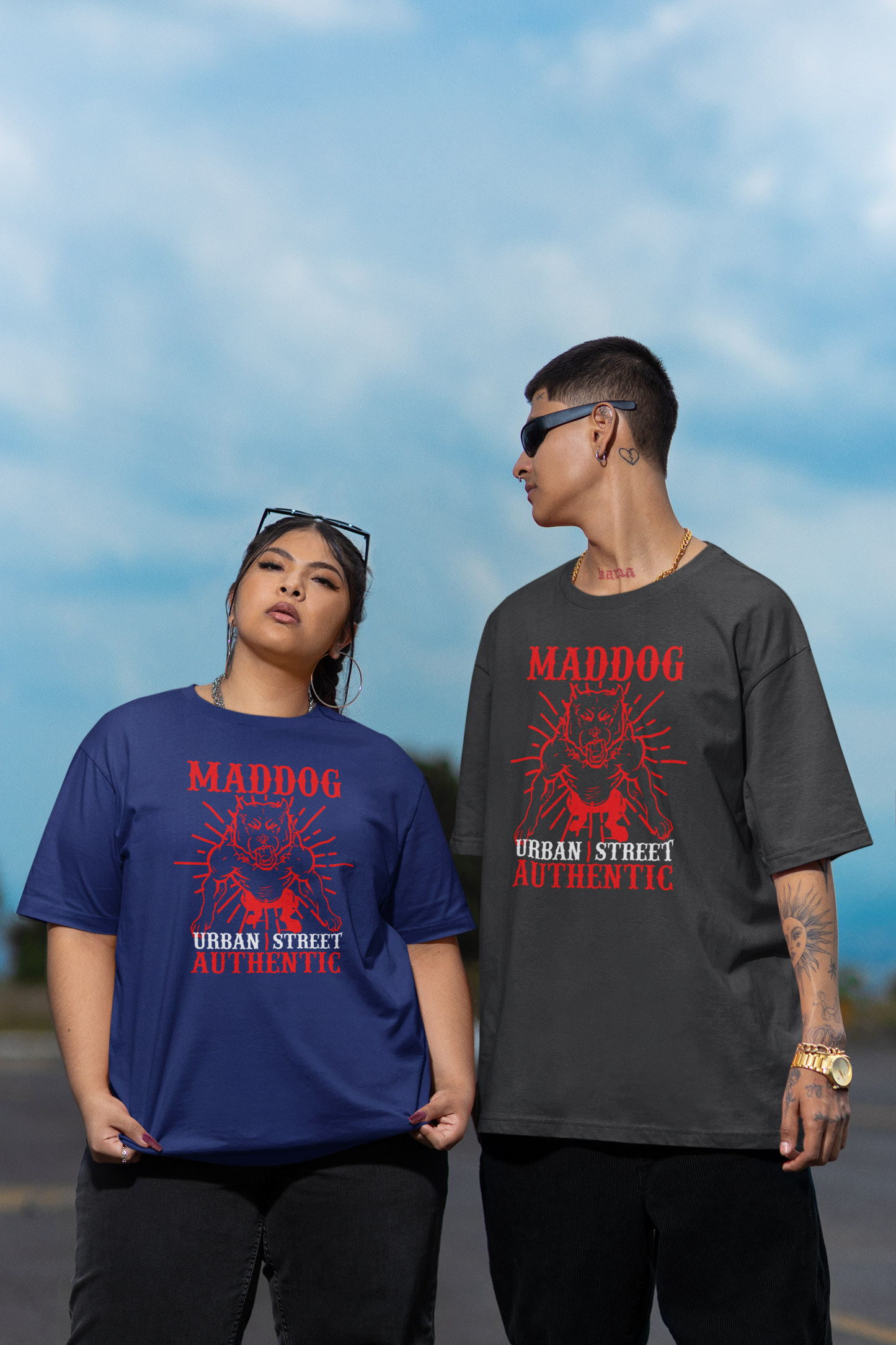 KRYOT Maddog Urban T-Shirt Frontprint - Unisex Oversized Bio Heavyweight T-Shirt 240 GSM Bio-Baumwolle