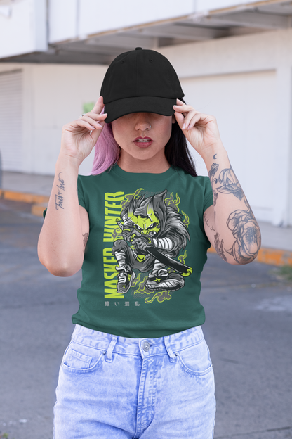 MASKED HUNTER Warrior Green Kryot Streetwear Frontprint - Creador Bio Camiseta Adulto SH