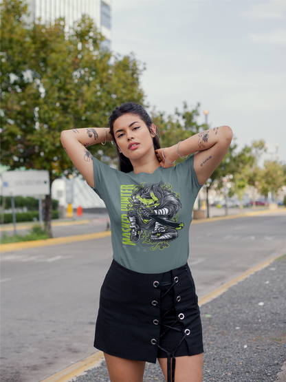 MASKED HUNTER Warrior Green Kryot Streetwear Frontprint - Creador Bio Camiseta Adulto SH
