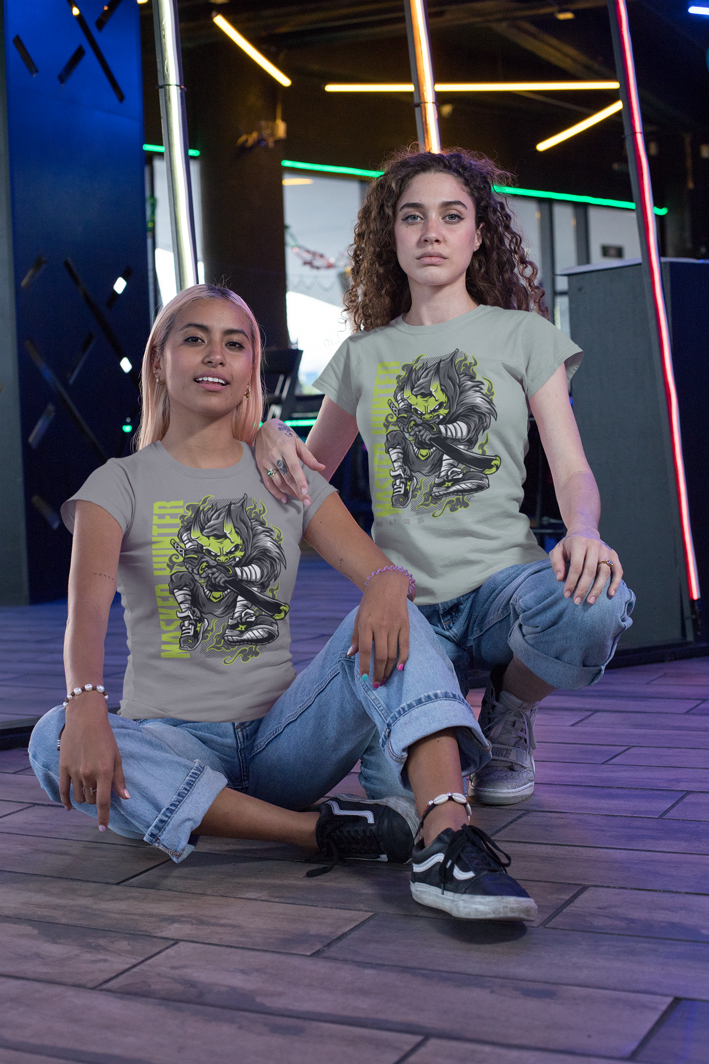 MASKED HUNTER Warrior Green Kryot Streetwear Frontprint - Creador Bio Camiseta Adulto SH