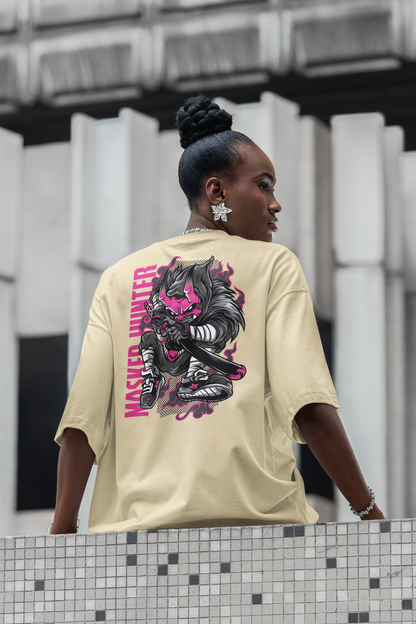 Camiseta Oversized Unisex Freestyler Bio para adultos con estampado en la espalda MASKED HUNTER Warrior Streetwear SH