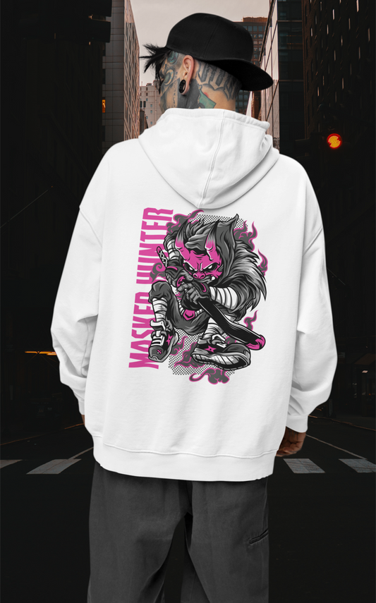 KRYOT Warrior Masked Hunter Hoodie - Unisex Heavyweight Oversized Streetwear 350 GSM Bio-Baumwolle