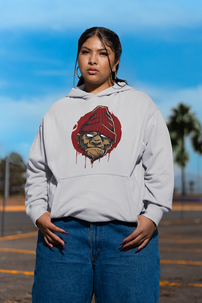 KRYOT Monkey Boss Hoodie Frontprint - Unisex Heavyweight Oversized Streetwear 350 GSM Bio-Baumwolle