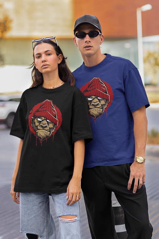 MONKEY BOSS Streetwear Frontprint - Freestyler Bio Oversized T-shirt Unisexe Adultes SH