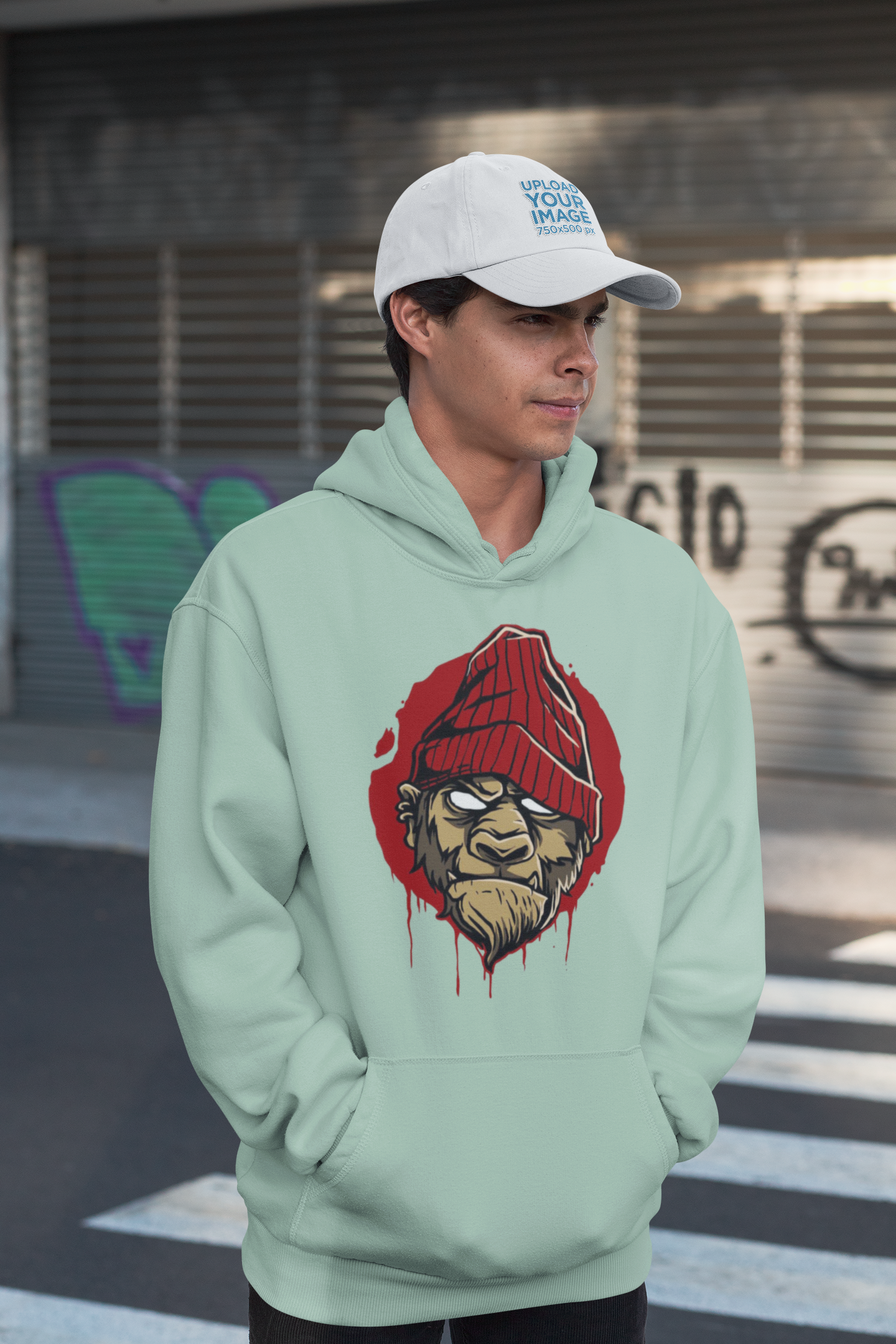KRYOT Monkey Boss Hoodie Frontprint - Unisex Heavyweight Oversized Streetwear 350 GSM Bio-Baumwolle