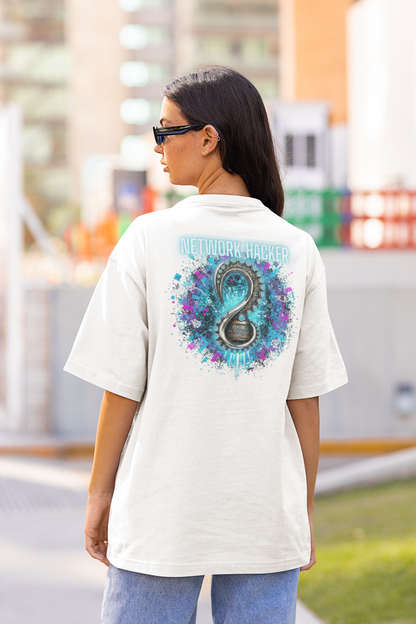 NETWORK HACKER Estampado trasero estilo urbano - Camiseta unisex Oversized Freestyler orgánica para adultos