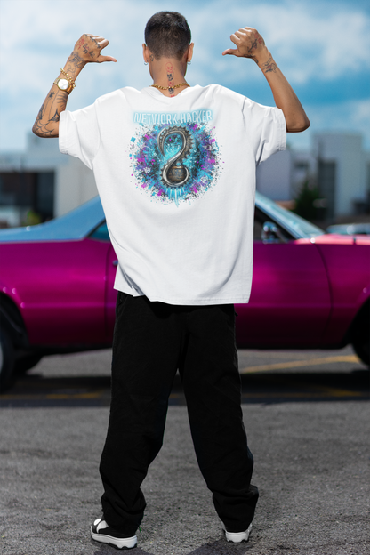 NETWORK HACKER Estampado trasero estilo urbano - Camiseta unisex Oversized Freestyler orgánica para adultos