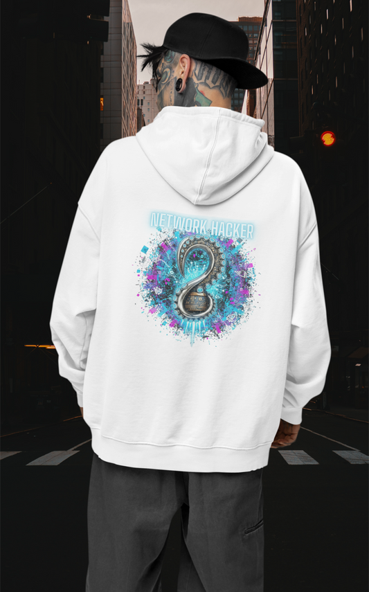 NETWORK HACKER Streetwear Backprint - Slammer Organic Oversized Unisex Adult Hoodie