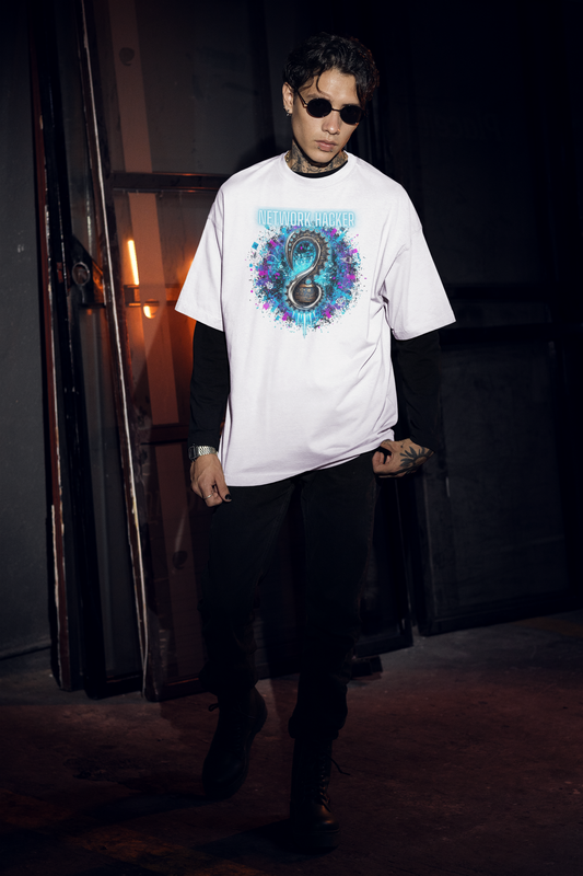 NETWORK HACKER Streetwear Imprimé avant - T-shirt unisexe bio oversized Freestyler Adulte SH