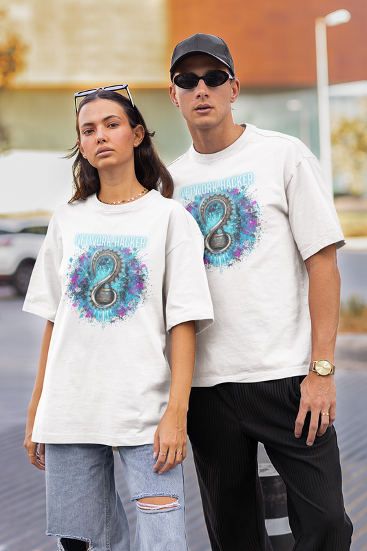 NETWORK HACKER Streetwear Imprimé avant - T-shirt unisexe bio oversized Freestyler Adulte SH