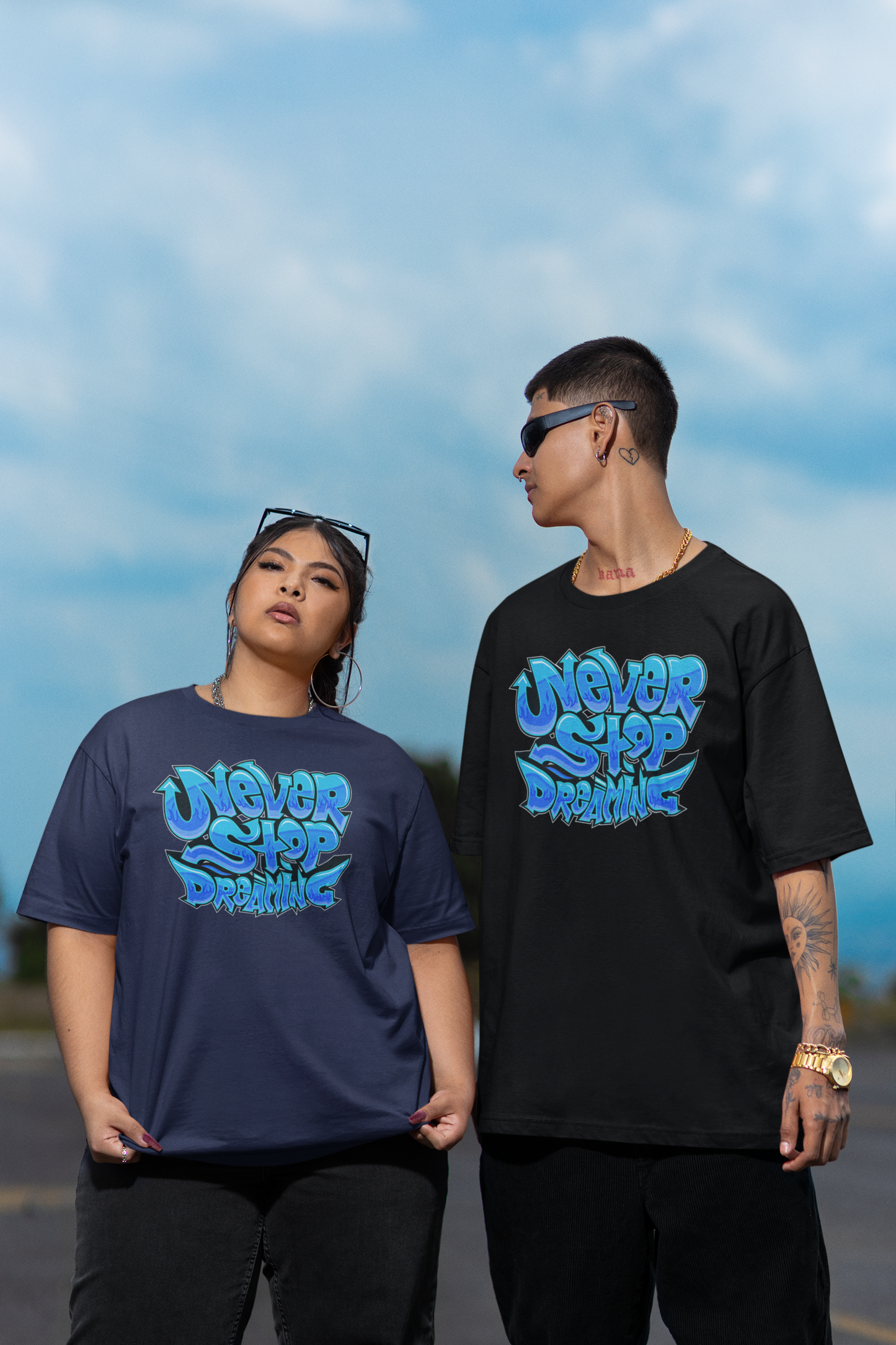 NEVER STOP DREAMING Streetwear Frontprint - Freestyler Organic Oversized Unisex T-Shirt Adults SH