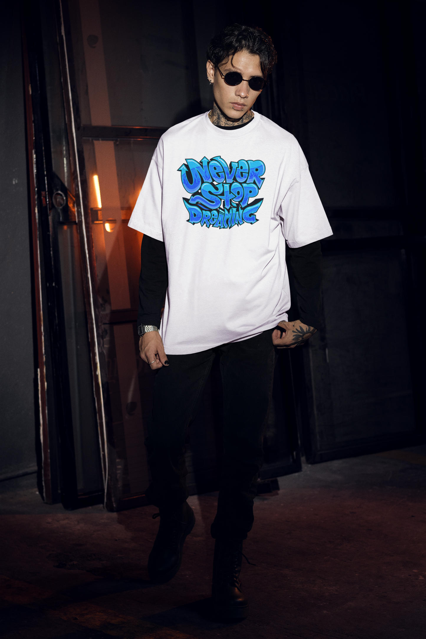 NEVER STOP DREAMING Streetwear Frontprint - Freestyler Organic Oversized Unisex T-Shirt Adults SH