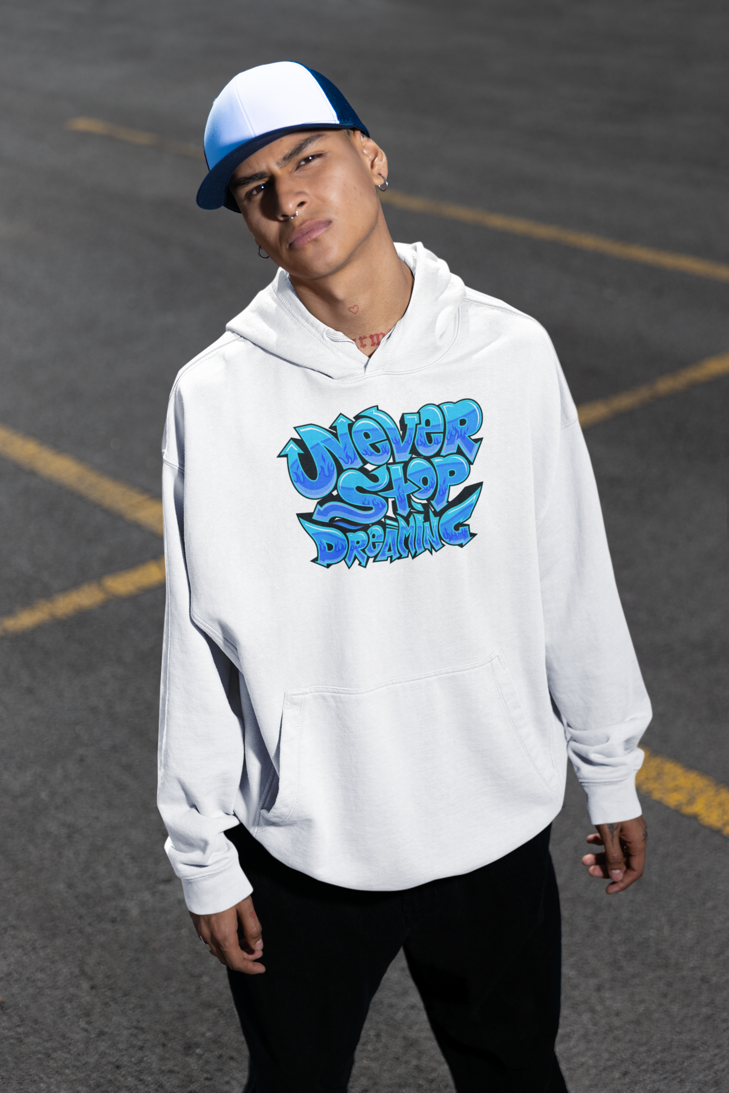 NEVER STOP DREAMING Streetwear Frontprint - Sudadera con Capucha Oversize Unisex Bio Slammer Adulto SH