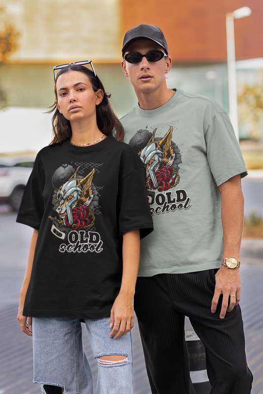 OLD SCHOLL WOLF Streetwear Imprimé avant - Freestyler Bio T-shirt Oversize Unisexe Adulte