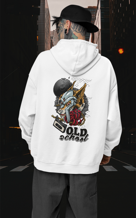 OLD SCHOOL WOLF Streetwear Backprint - Slammer Organic Oversized Unisex Adult Hoodie SH