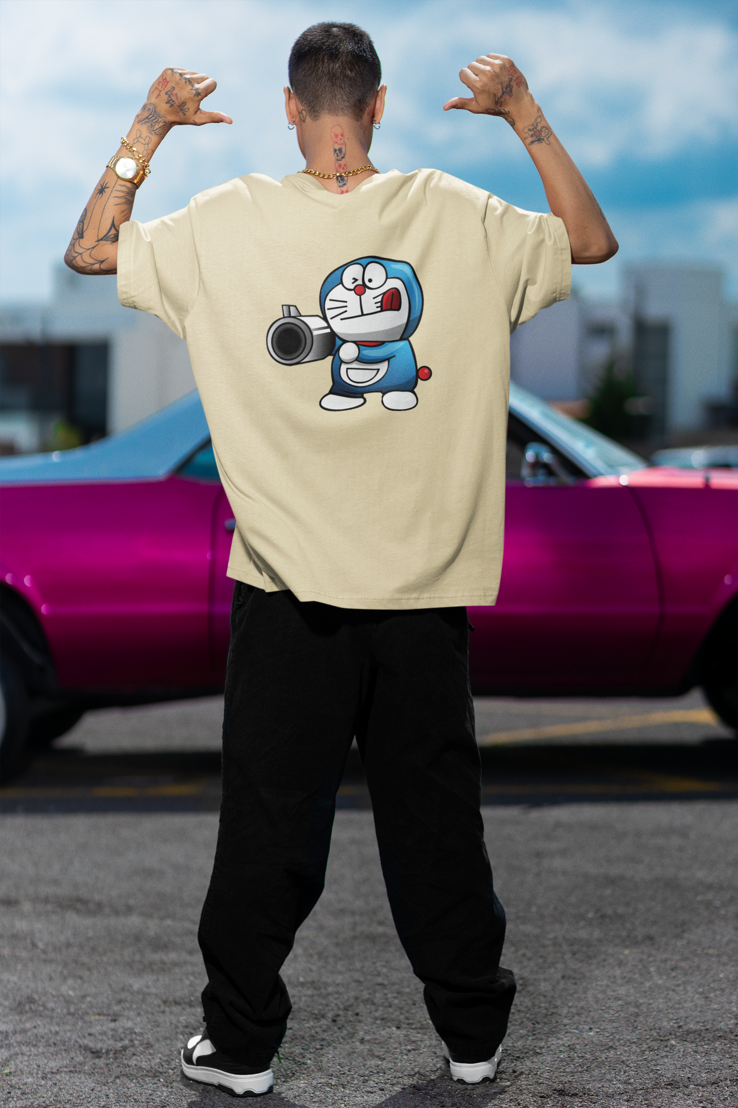 PISTOLERO Streetwear Backprint - Camiseta unisex Freestyler Bio Oversize para adulto