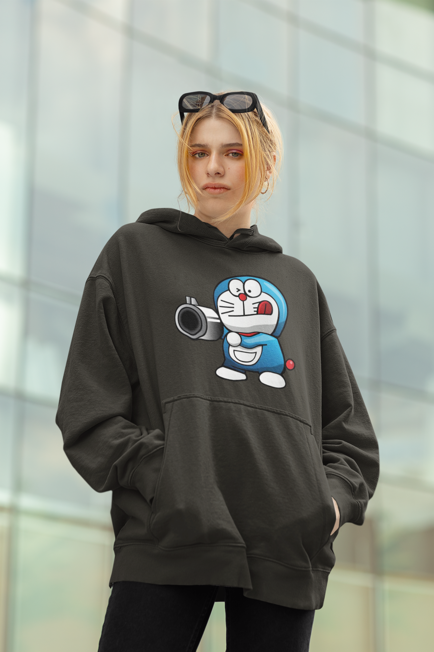 PISTOLERO Streetwear estampado frontal - Sudadera con capucha unisex extragrande orgánica Slammer para adulto