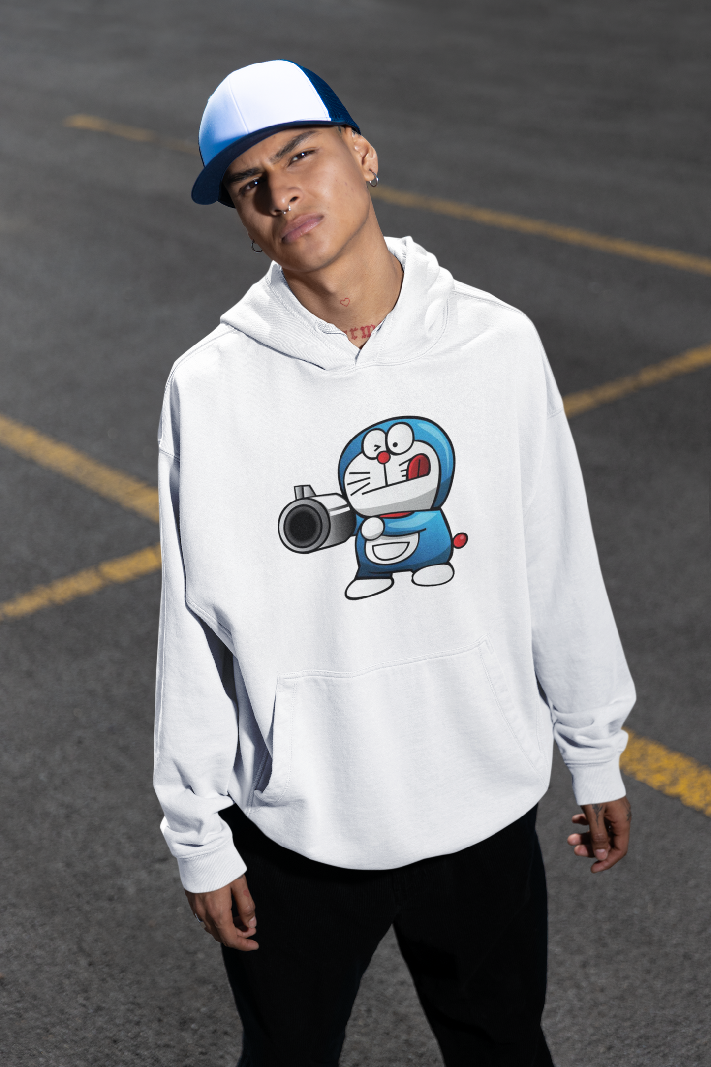 PISTOLERO Streetwear estampado frontal - Sudadera con capucha unisex extragrande orgánica Slammer para adulto
