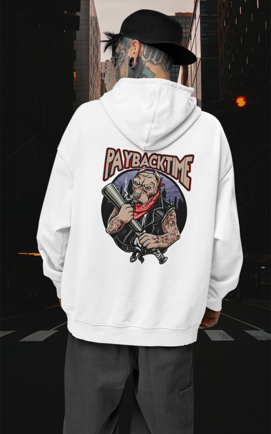PayBackTime ROCKER DOG Streetwear Backprint - Slammer Organic Oversized Unisex Hoodie Adult SH