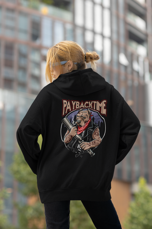 PayBackTime ROCKER DOG Streetwear Backprint - Slammer Organic Oversized Unisex Hoodie Adult SH
