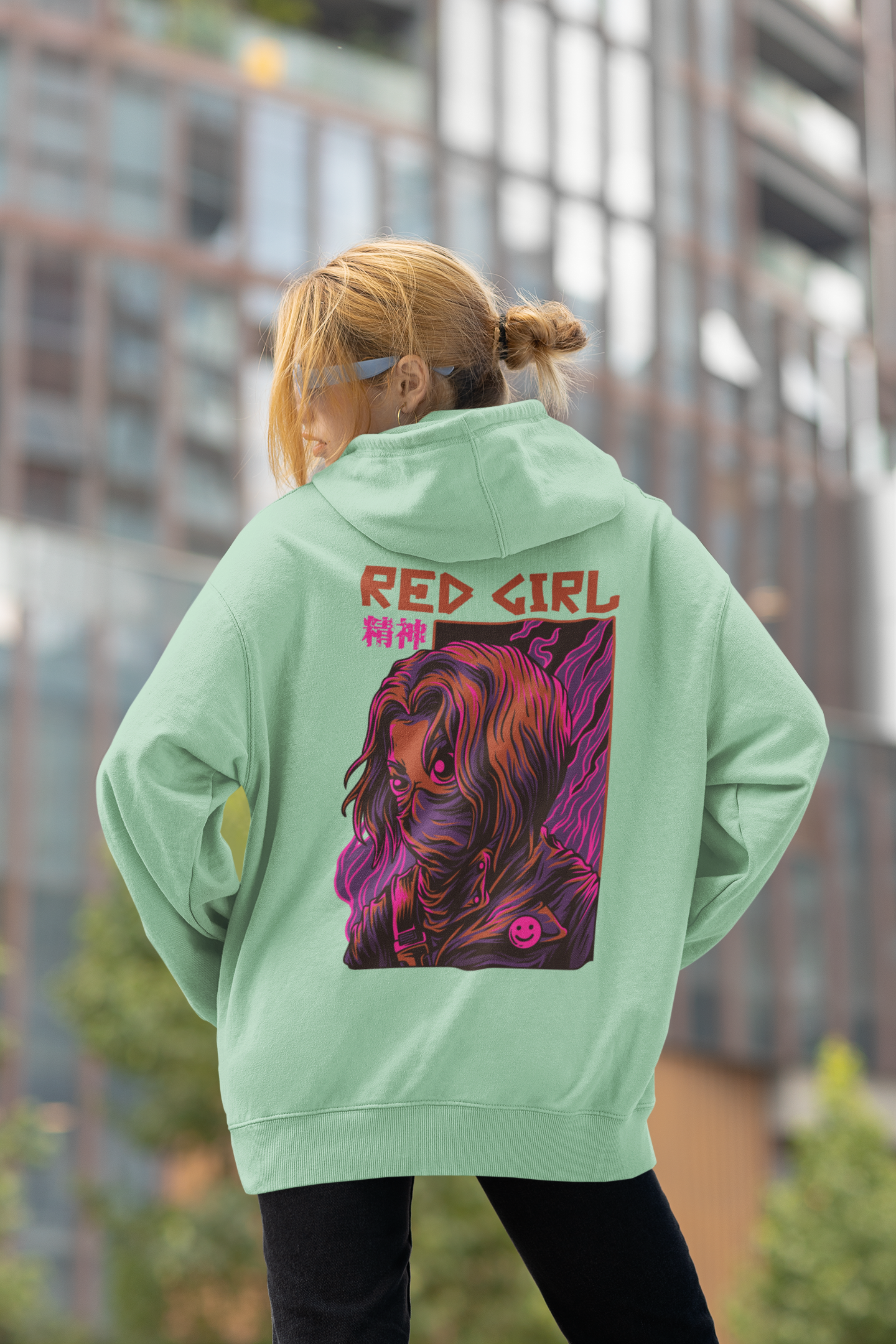 RED GIRL 2 Warrior Streetwear - Sudadera con capucha unisex extragrande Slammer Bio para adultos