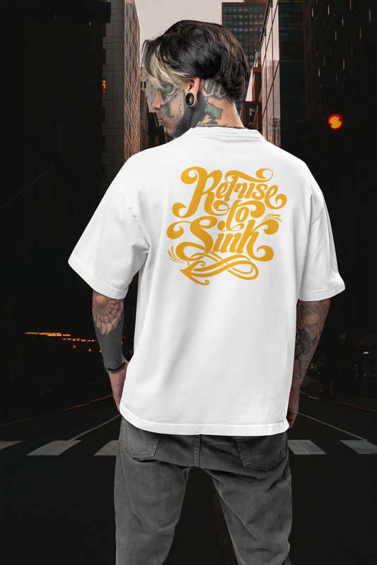 REFUSE TO SINK Impression au dos streetwear - T-shirt unisexe ample en coton bio Freestyler pour adulte SH