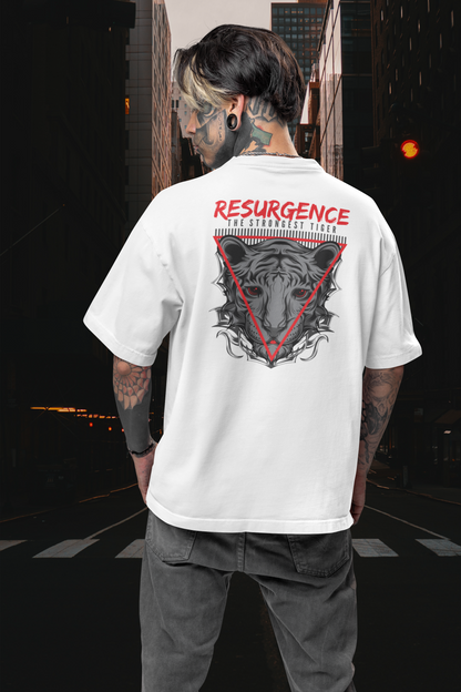 RESURGENCE STRONGEST TIGER Warrior Streetwear Backprint - T-shirt unisexe adulte bio et oversize Freestyler SH