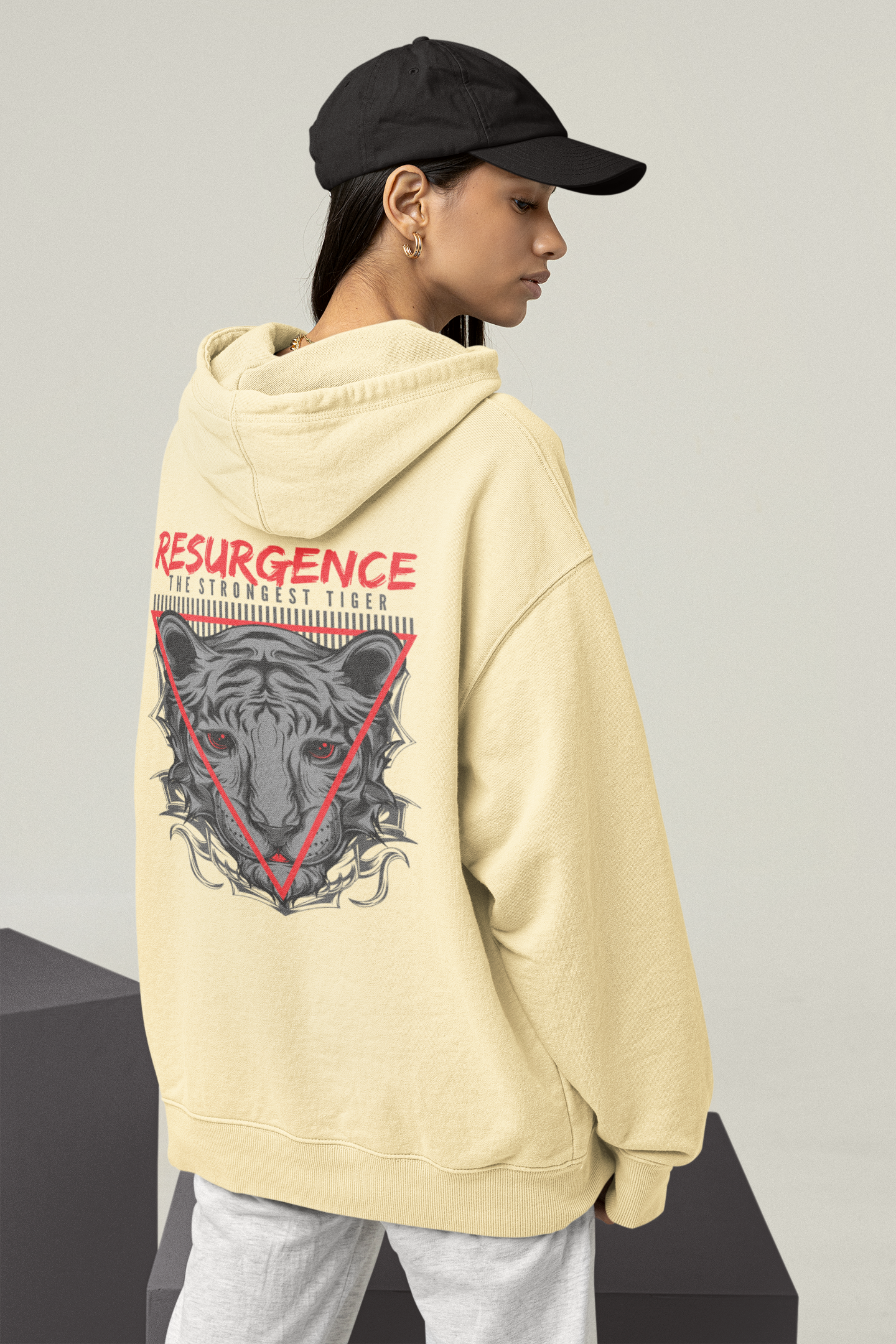 RESURGENCE STRONGEST TIGER Warrior Streetwear - Slammer Bio Oversized Unisex Hoodie Adult SH