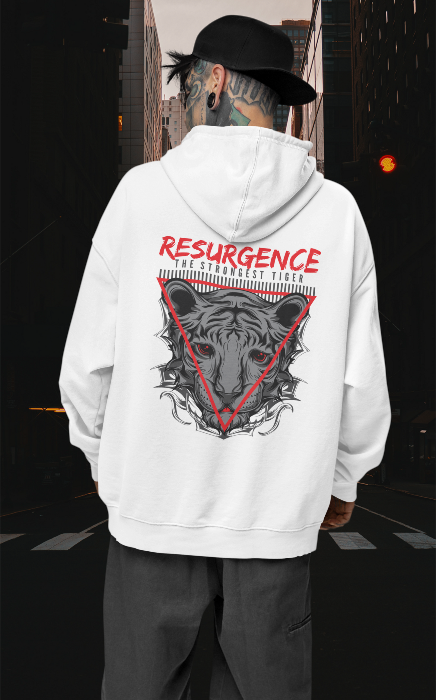 RESURGENCE STRONGEST TIGER Warrior Streetwear - Slammer Bio Oversized Unisex Hoodie Adult SH