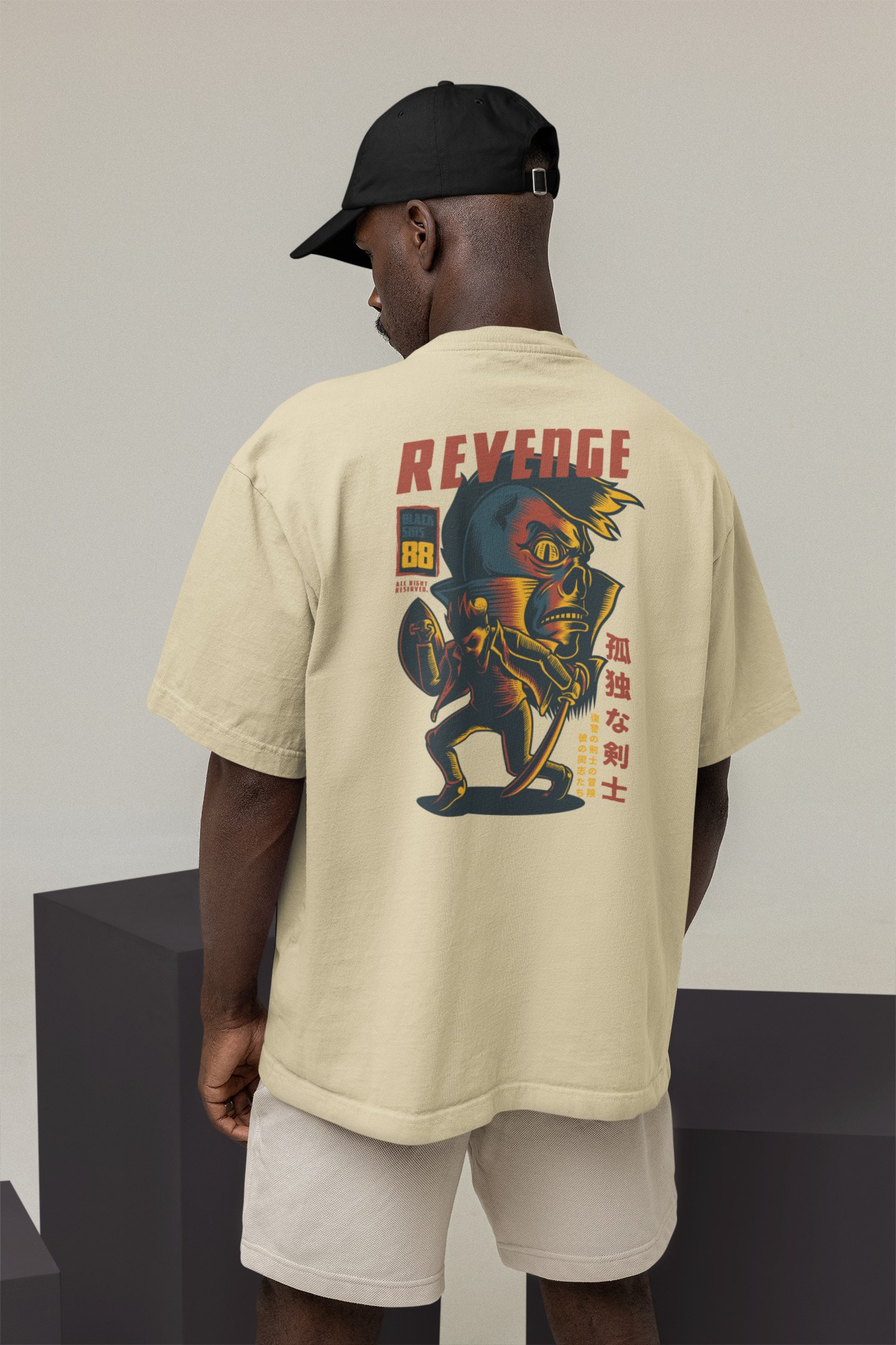 REVENGE RUJUBK Warrior Streetwear Backprint - Freestyler Organic Oversized Unisex T-Shirt Adult SH