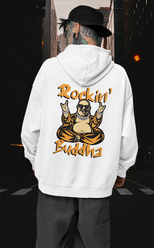 ROCKIN BUDDHA Streetwear Backprint - Sweat à capuche unisexe bio oversize Slammer Adulte SH