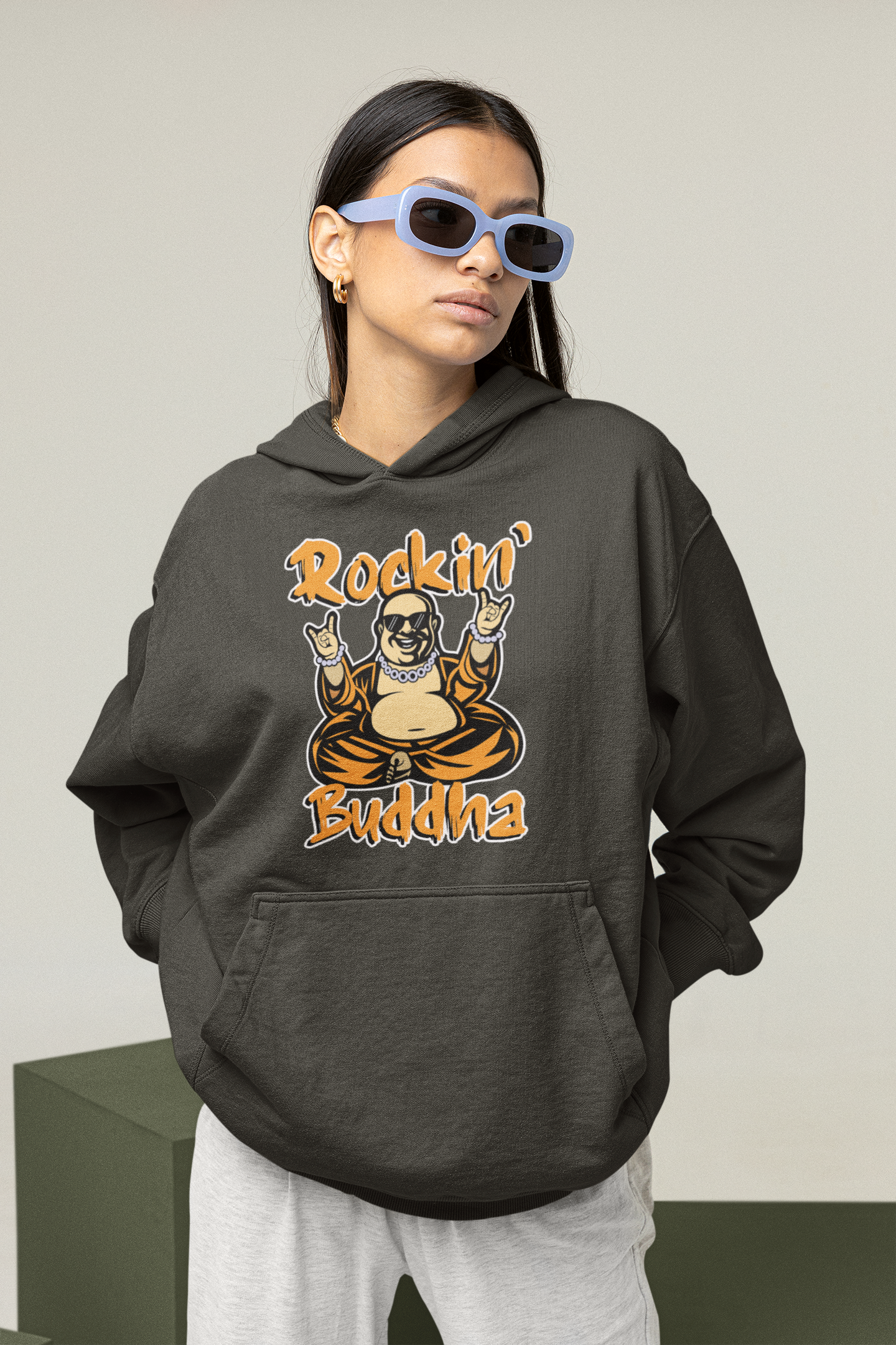 ROCKIN BUDDHA Streetwear Imprimé devant - Slammer Bio Oversized Unisexe Hoodie Adulte SH