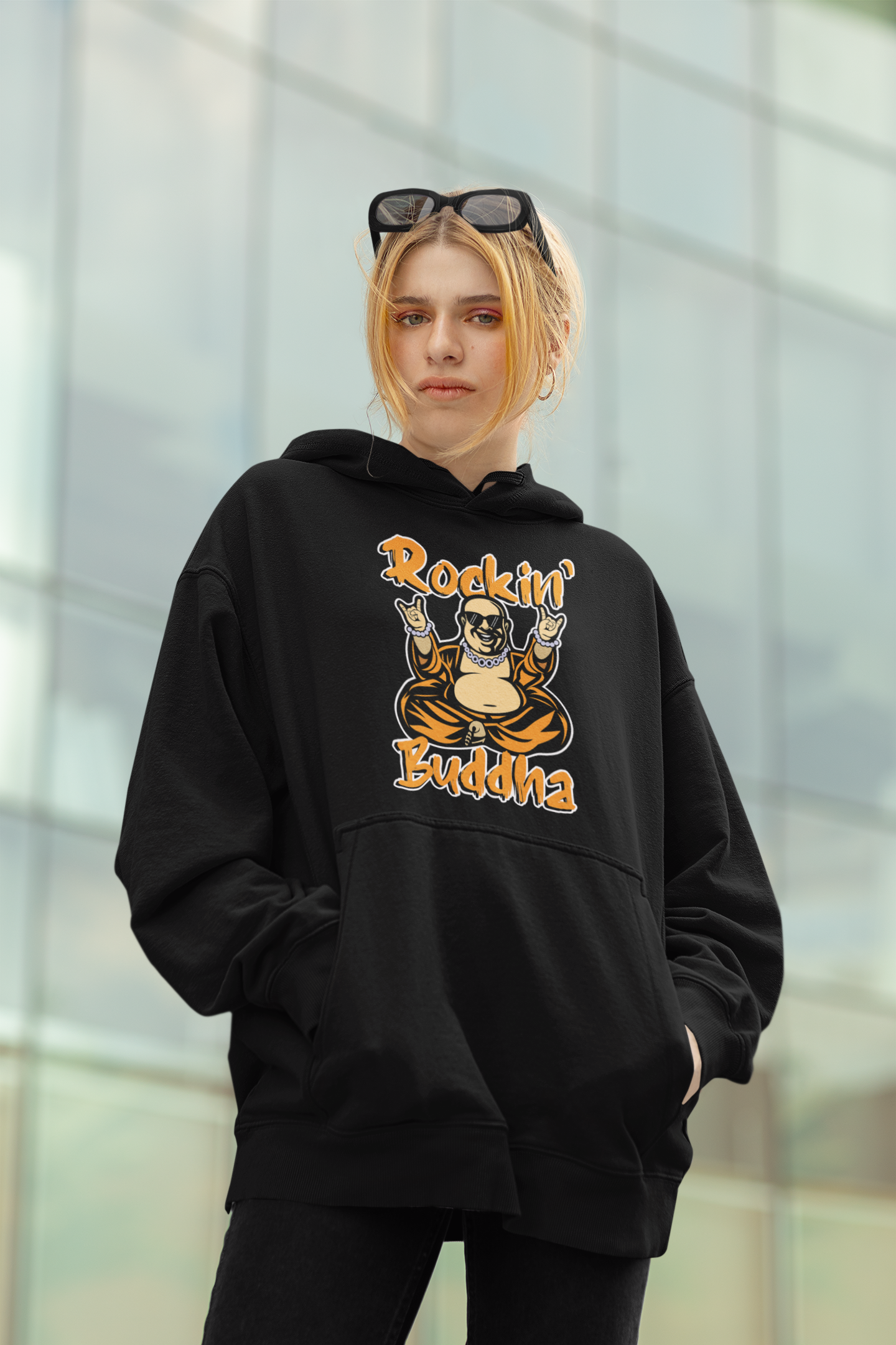 ROCKIN BUDDHA Streetwear Imprimé devant - Slammer Bio Oversized Unisexe Hoodie Adulte SH